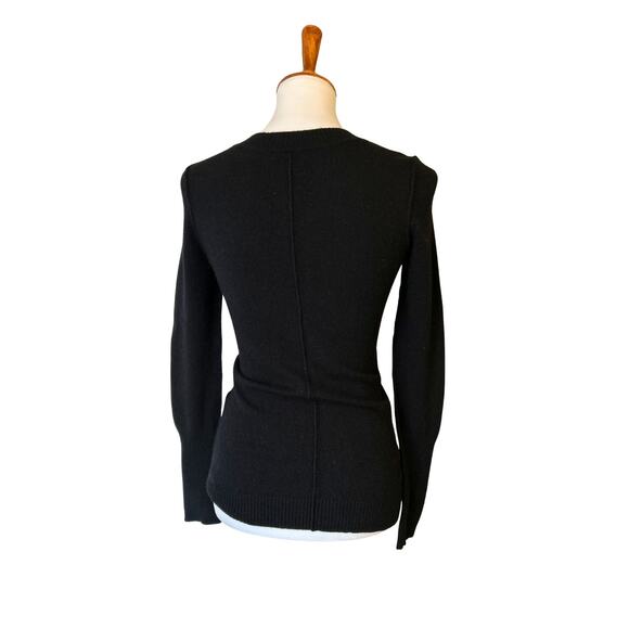 Aqua 100% Cashmere Sweater – Black Elevated Seam Crewneck, Size Small - Picture 6 of 7